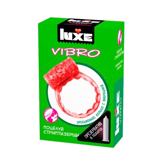 Розовое эрекционное виброкольцо Luxe VIBRO  Поцелуй стриптизёрши  + презерватив - Luxe - в Березниках купить с доставкой