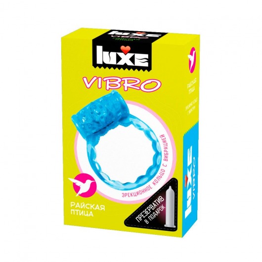 Голубое эрекционное виброкольцо Luxe VIBRO  Райская птица  + презерватив - Luxe - в Березниках купить с доставкой