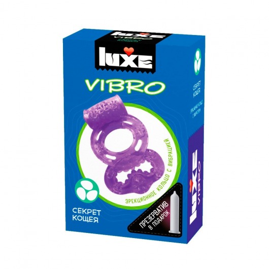 Фиолетовое эрекционное виброкольцо Luxe VIBRO  Секрет Кощея  + презерватив - Luxe - в Березниках купить с доставкой