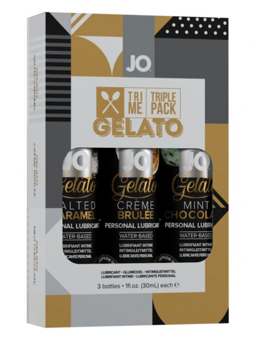 Подарочный набор вкусовых лубрикантов Tri-Me Triple Pack Gelato - System JO - купить с доставкой в Березниках