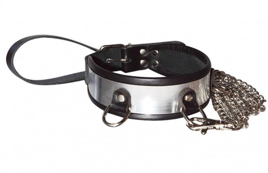 Стильный ошейник с металлическим блеском и поводком - Sitabella - купить с доставкой в Березниках