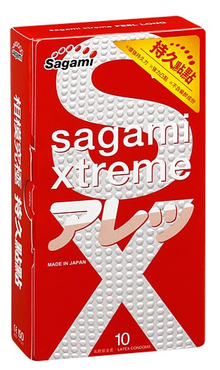 Утолщенные презервативы Sagami Xtreme Feel Long с точками - 10 шт. - Sagami - купить с доставкой в Березниках