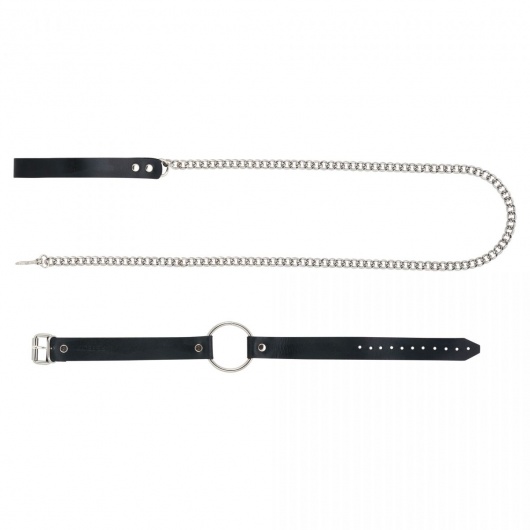 Черный поводок и чокер с кольцом Rada - Rebelts - купить с доставкой в Березниках