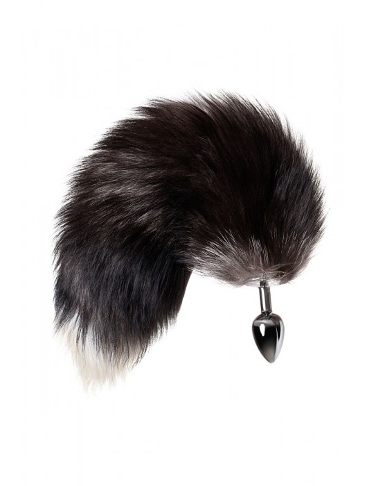 Серебристая металлическая анальная втулка с хвостом чернобурой лисы - размер S - ToyFa - купить с доставкой в Березниках