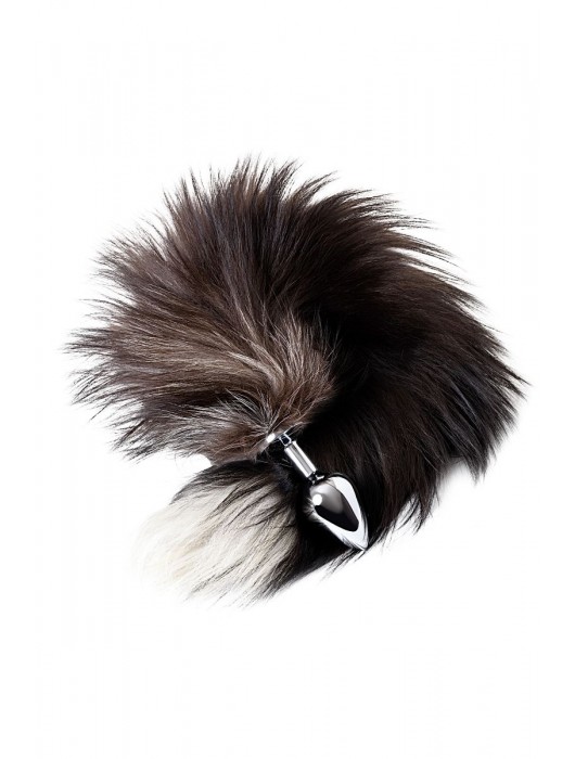 Серебристая металлическая анальная втулка с хвостом чернобурой лисы - размер S - ToyFa - купить с доставкой в Березниках