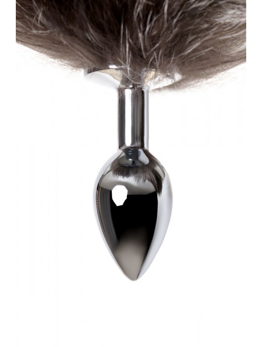 Серебристая металлическая анальная втулка с хвостом чернобурой лисы - размер S - ToyFa - купить с доставкой в Березниках