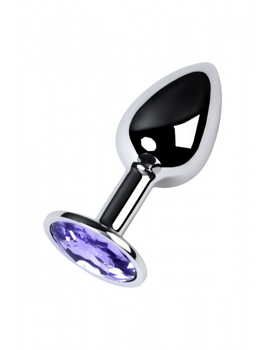 Серебристая конусовидная анальная пробка с фиолетовым кристаллом - 7 см. - ToyFa - купить с доставкой в Березниках