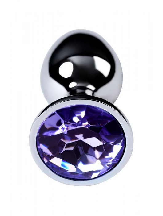 Серебристая конусовидная анальная пробка с фиолетовым кристаллом - 7 см. - ToyFa - купить с доставкой в Березниках