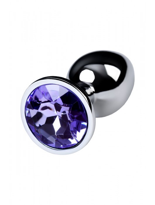 Серебристая конусовидная анальная пробка с фиолетовым кристаллом - 7 см. - ToyFa - купить с доставкой в Березниках