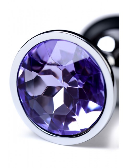 Серебристая конусовидная анальная пробка с фиолетовым кристаллом - 7 см. - ToyFa - купить с доставкой в Березниках