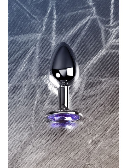 Серебристая конусовидная анальная пробка с фиолетовым кристаллом - 7 см. - ToyFa - купить с доставкой в Березниках