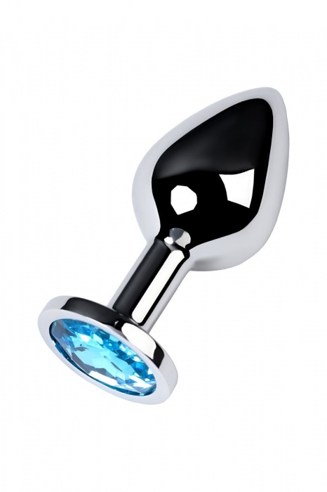 Серебристая конусовидная анальная пробка с голубым кристаллом - 8 см. - ToyFa - купить с доставкой в Березниках