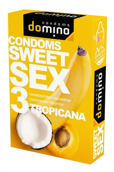 Презервативы для орального секса DOMINO Sweet Sex с ароматом тропических фруктов - 3 шт. - Domino - купить с доставкой в Березниках