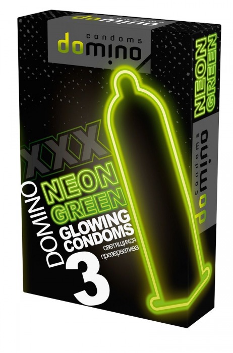 Презервативы DOMINO Neon Green со светящимся в темноте кончиком - 3 шт. - Domino - купить с доставкой в Березниках