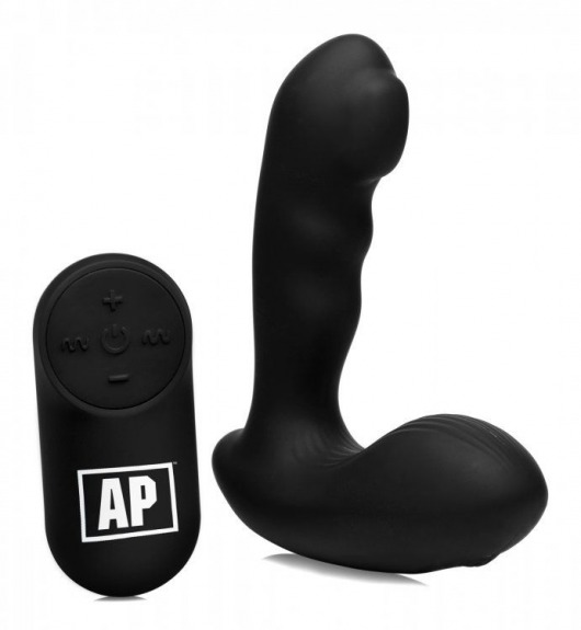 Черный стимулятор простаты Alpha-Pro 7X P-Milker Silicone Prostate Stimulator with Milking Bead - XR Brands - в Березниках купить с доставкой