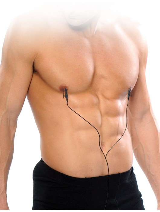 Черные электрические зажимы для сосков Shock Therapy Nipple Clamps - Pipedream - купить с доставкой в Березниках