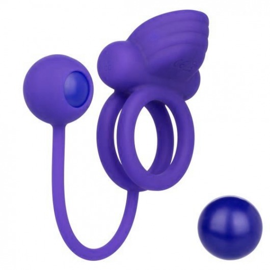 Фиолетовое эрекционное кольцо с утяжелителем Silicone Rechargeable Dual Rockin Rim Enhancer - California Exotic Novelties - в Березниках купить с доставкой