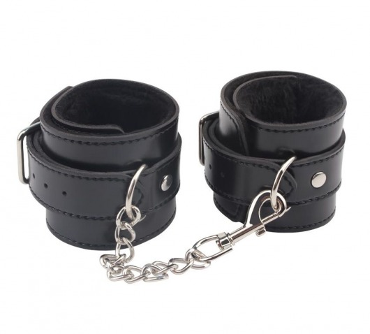 Черные оковы на ноги Obey Me Leather Ankle Cuffs - Chisa - купить с доставкой в Березниках