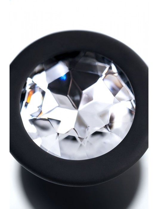 Черная анальная втулка с прозрачным стразом - 7,2 см. - POPO Pleasure - купить с доставкой в Березниках