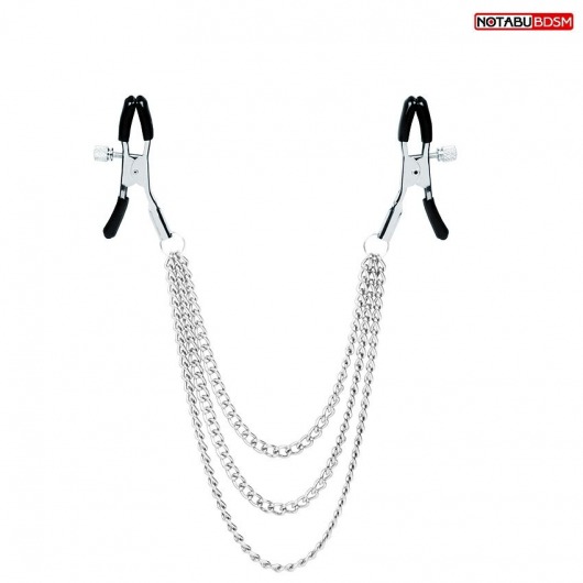 Оригинальные зажимы на соски с тройной цепочкой - Notabu - купить с доставкой в Березниках