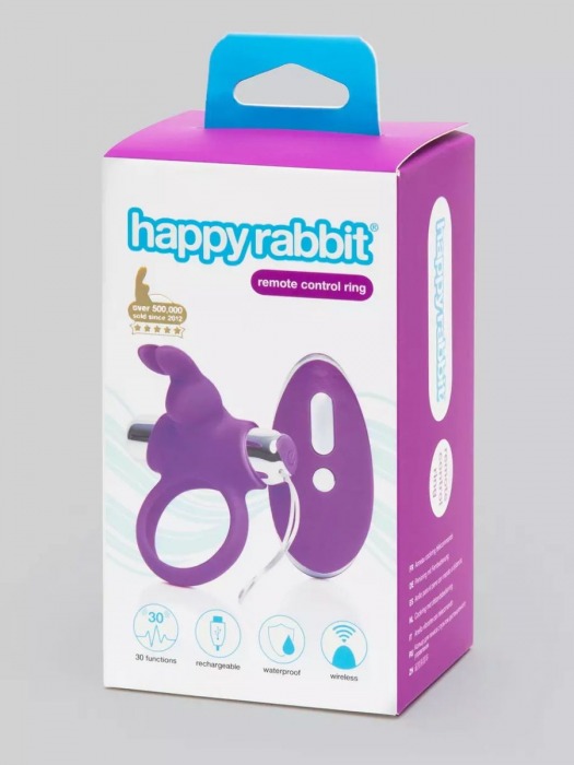 Лиловое виброкольцо с пультом ДУ Remote Control Cock Ring - Happy Rabbit - в Березниках купить с доставкой