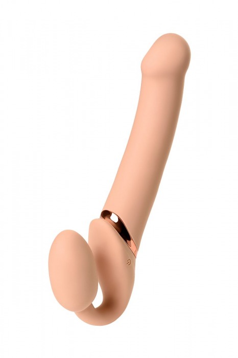 Телесный безремневой вибрострапон Vibrating Bendable Strap-On L - Strap-on-me - купить с доставкой в Березниках