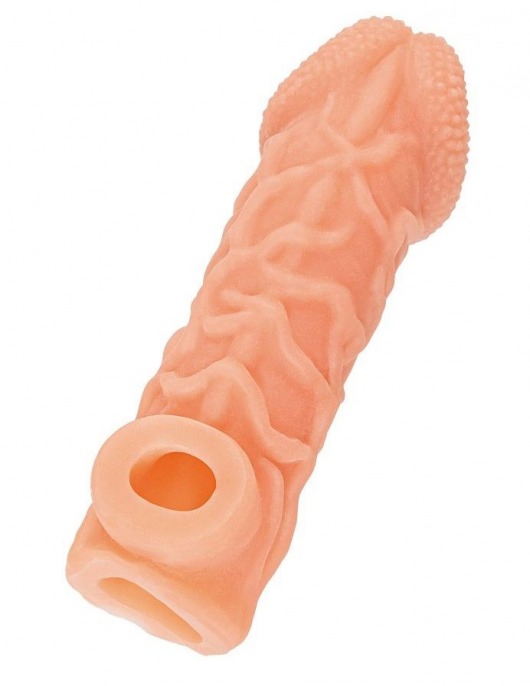 Телесная закрытая насадка с венками Cock Sleeve Size S - 13,8 см. - KOKOS - в Березниках купить с доставкой