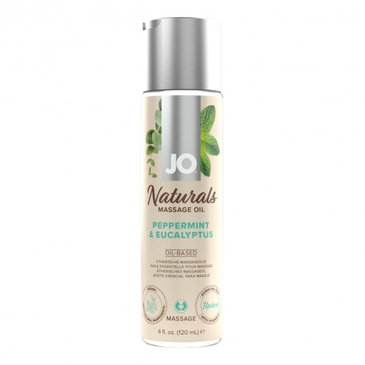 Массажное масло с ароматом перечной мяты и эвкалипта JO Naturals Peppermint   Eucalyptus - 120 мл. - System JO - купить с доставкой в Березниках