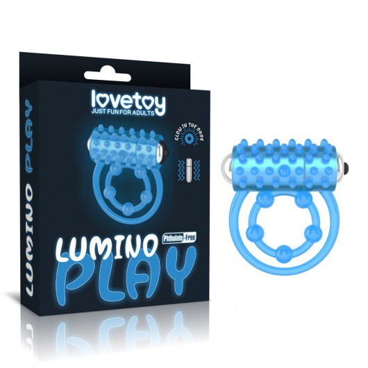 Голубое, светящееся в темноте виброкольцо Lumino Play Vibrating Penis Ring - Lovetoy - в Березниках купить с доставкой