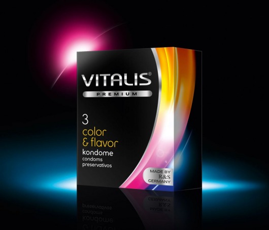 Цветные ароматизированные презервативы VITALIS PREMIUM color   flavor - 3 шт. - Vitalis - купить с доставкой в Березниках