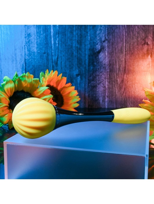 Черно-желтый двусторонний вибратор Sunflower - 20 см. - Gender X