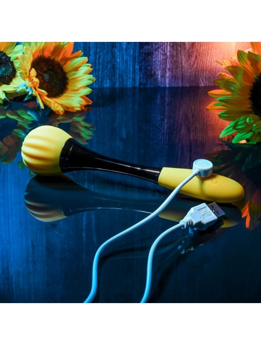 Черно-желтый двусторонний вибратор Sunflower - 20 см. - Gender X
