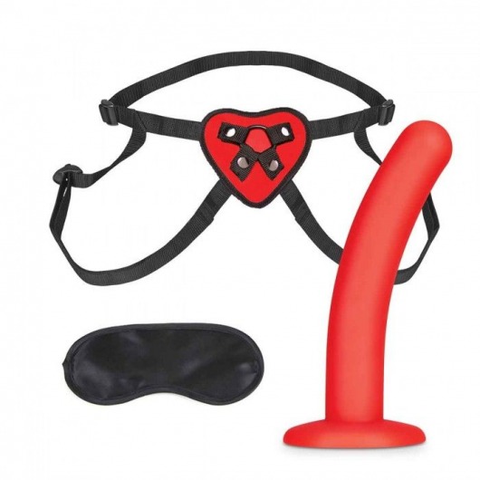 Красный поясной фаллоимитатор Red Heart Strap on Harness   5in Dildo Set - 12,25 см. - Lux Fetish - купить с доставкой в Березниках