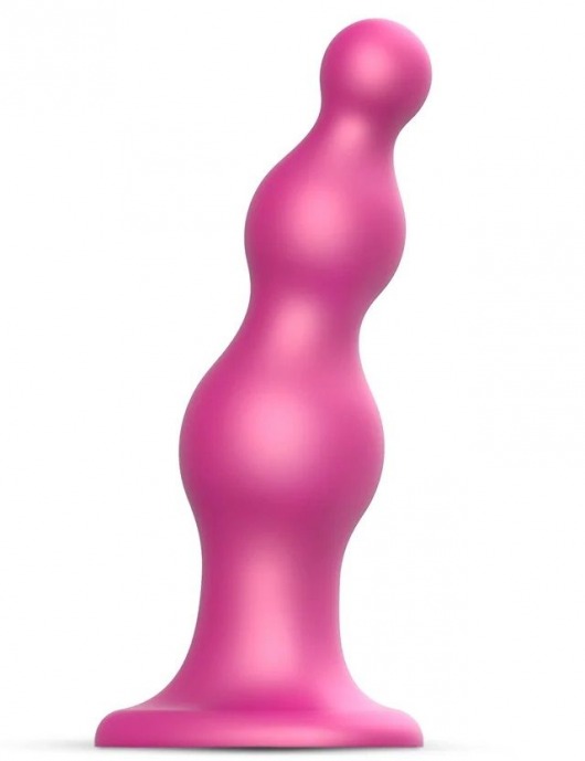 Розовая насадка Strap-On-Me Dildo Plug Beads size L - Strap-on-me - купить с доставкой в Березниках