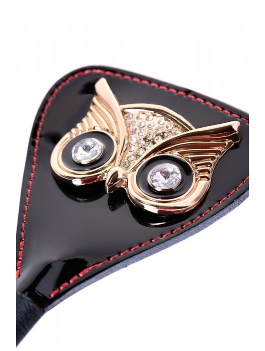 Чёрный стек с совой на кожаном наконечнике - 24 см. - ToyFa - купить с доставкой в Березниках