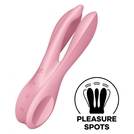 Розовый вибратор Threesome 1 с  пальчиками - Satisfyer