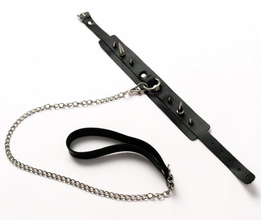 Черный ошейник с шипами и поводком - Crazy Handmade - купить с доставкой в Березниках