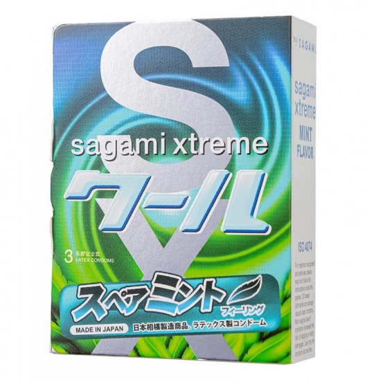 Презервативы Sagami Xtreme Mint с ароматом мяты - 3 шт. - Sagami - купить с доставкой в Березниках