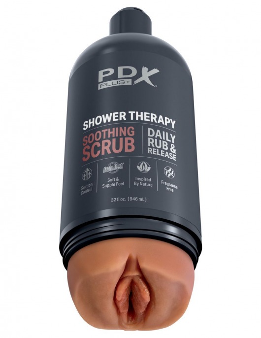 Мастурбатор-вагина цвета карамели Shower Therapy Soothing Scrub - Pipedream - в Березниках купить с доставкой