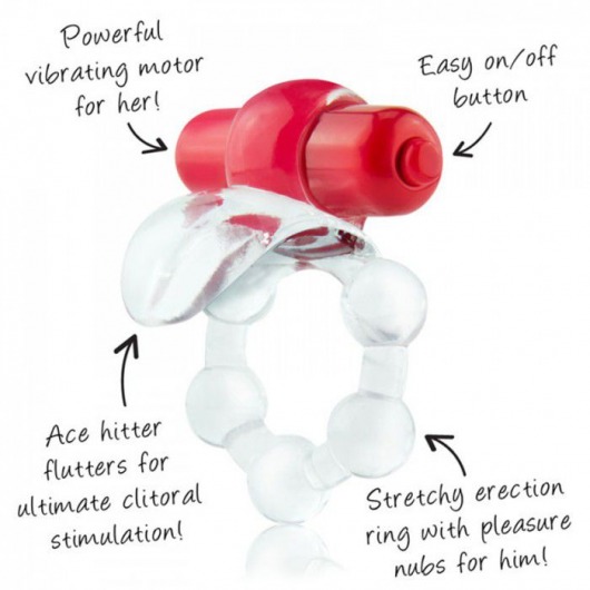 Виброкольцо с язычком и красным виброэлементом Overtime - Screaming O - в Березниках купить с доставкой