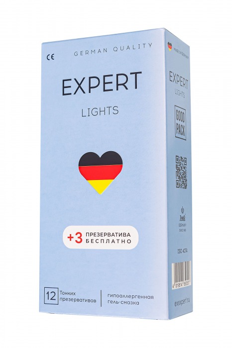 Ультратонкие презервативы EXPERT Lights - 12 шт.(+3 в подарок) - Expert - купить с доставкой в Березниках