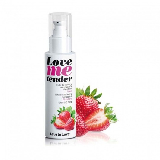 Съедобное согревающее массажное масло Love Me Tender Strawberry с ароматом клубники - 100 мл. - Love to Love - купить с доставкой в Березниках