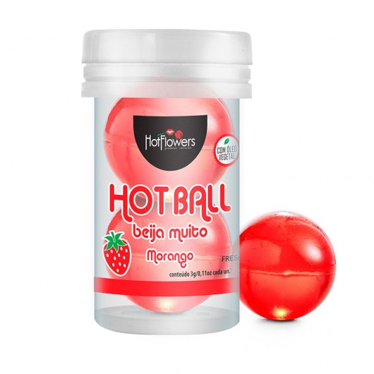 Лубрикант на масляной основе Hot Ball Beija Muito с ароматом клубники (2 шарика по 3 гр.) - HotFlowers - купить с доставкой в Березниках