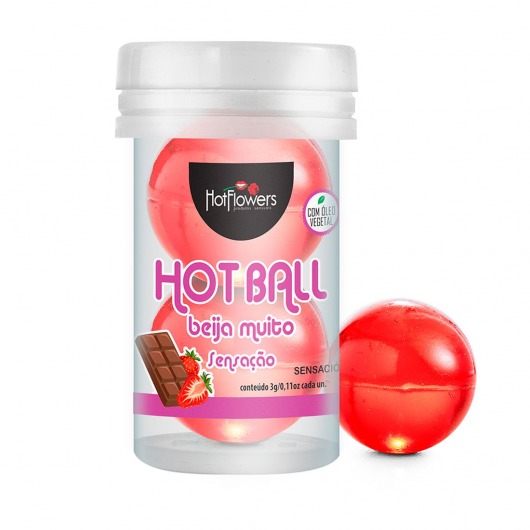 Лубрикант на масляной основе Hot Ball Beija Muito с ароматом шоколада и клубники (2 шарика по 3 гр.) - HotFlowers - купить с доставкой в Березниках