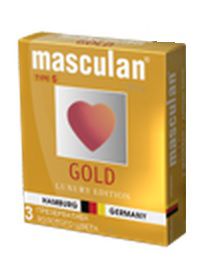 Презервативы Masculan Ultra Gold с золотым напылением и ароматом ванили - 3 шт. - Masculan - купить с доставкой в Березниках