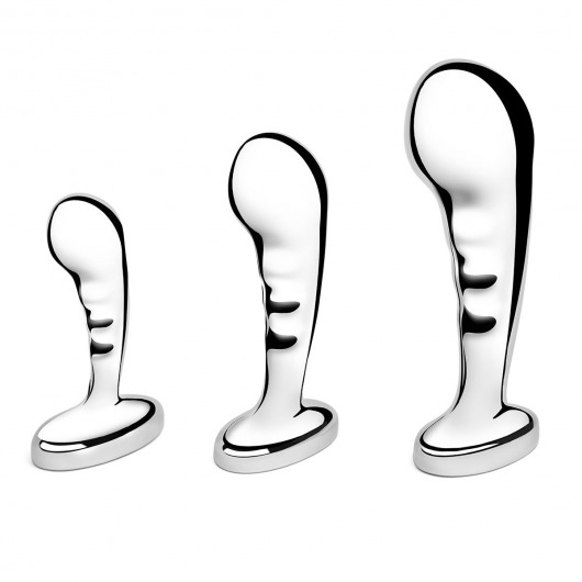 Набор из 3 стальных стимуляторов простаты Stainless Steel P-spot Training Set - b-Vibe - в Березниках купить с доставкой