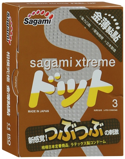 Презервативы Sagami Xtreme FEEL UP с точечной текстурой и линиями прилегания - 3 шт. - Sagami - купить с доставкой в Березниках