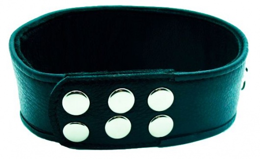 Чёрный кожаный ошейник с полукольцами и клёпками - БДСМ Арсенал - купить с доставкой в Березниках