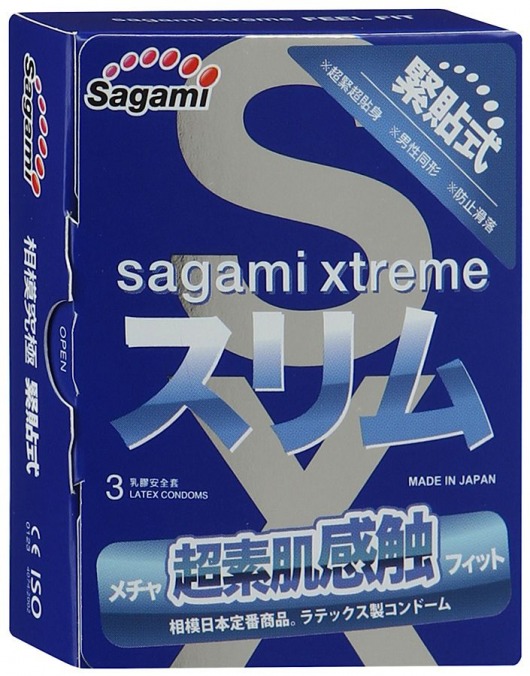 Розовые презервативы Sagami Xtreme FEEL FIT 3D - 3 шт. - Sagami - купить с доставкой в Березниках