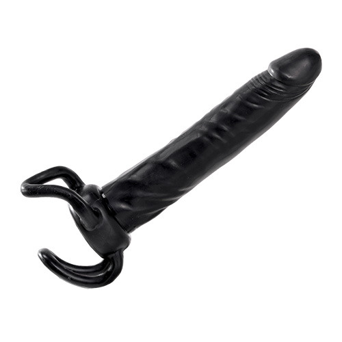 Чёрная насадка-фаллос для двойного проникновения INFLATABLE DILDO SLIM DONG  - 13,5 см. - Toyz4lovers - в Березниках купить с доставкой